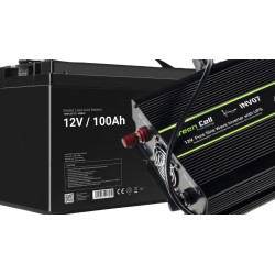 ZESTAW PRZETWORNICA Green Cell 12V/ 230V 300W/600W CZYSTY SINUS + AKUMULATOR AGM GreenCell 12V 100Ah