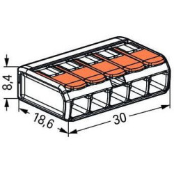 Szybkozłączka uniwersalna LINKA/DRUT 5x 0,2-4mm2 WAGO 221-415 (Paczka 25szt.)