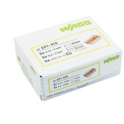 Szybkozłączka uniwersalna LINKA/DRUT 5x 0,2-4mm2 WAGO 221-415 (Paczka 25szt.)