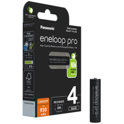 Akumulatorki R03 / AAA Panasonic Eneloop PRO 930mAh Ni-MH BK-4HCDE/4BE (blister 4 szt.)