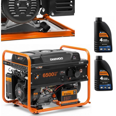 ZESTAW AGREGAT PRĄDOTWÓRCZY DAEWOO GDA 7500E 6.5kW + 2x GENERATOR OIL SAE 10W-30 DWO 600