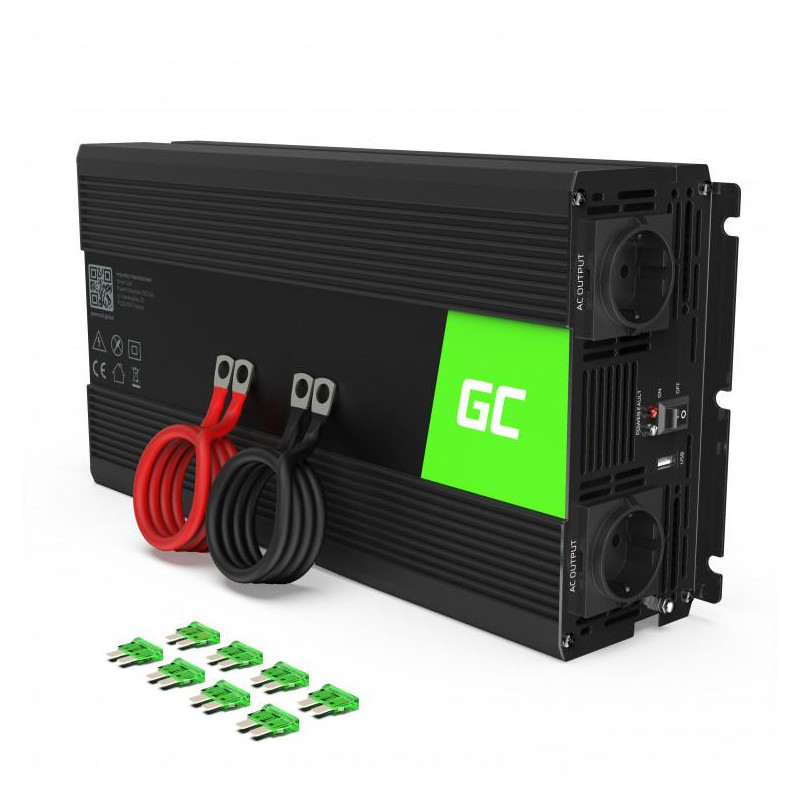 PRZETWORNICA NAPIĘCIA INWERTER Green Cell 12V / 230V 1500W/3000W CZYSTA SINUSOIDA INV22
