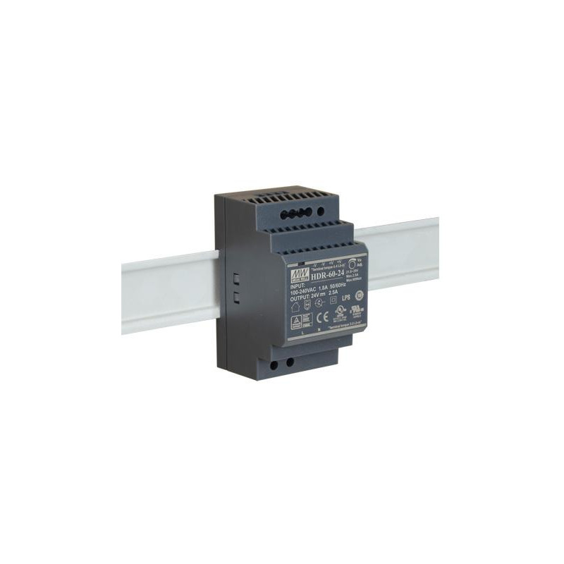 ZASILACZ IMPULSOWY NA SZYNĘ DIN MEAN WELL HDR-60-24 24V/60W/2.5A