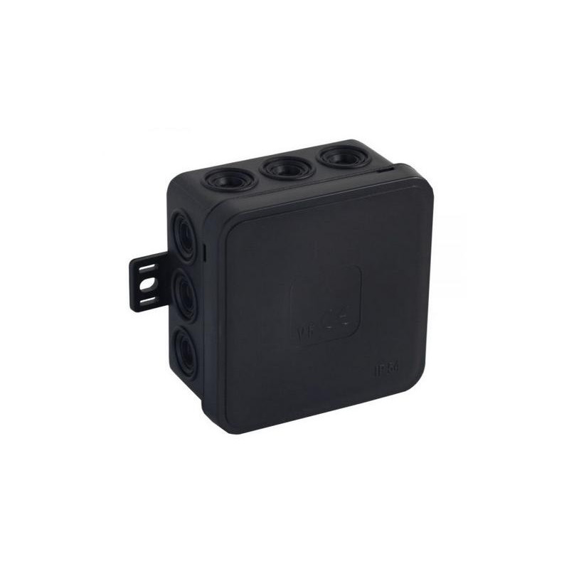 Puszka natynkowa pusta 12 wlotów VIPLAST V5 klik CZARNA IP54 75x75x41mm 035-05