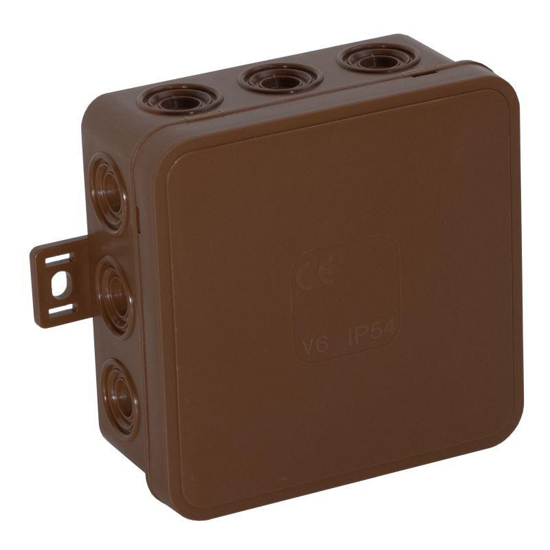 Puszka natynkowa pusta 12 wlotów VIPLAST V7 klik BRĄZOWA IP54 100x100x41mm 037-02