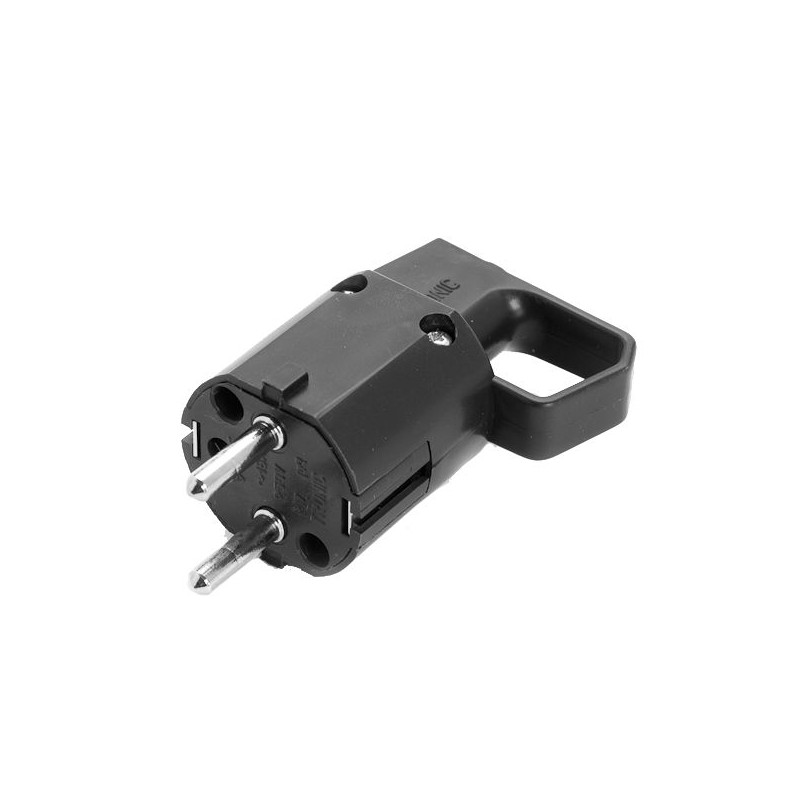 Wtyczka 325-05 z uchem, z uziemieniem "uni-schuko" 16A 250V IP20 CZARNA VIPLAST 325-05