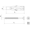 KOŁEK UNIWERSALNY RU-06045 6x35mm Z WKRĘTEM Z ŁBEM STOŻKOWYM 3,5x45mm 100szt.
