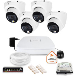 Zestaw monitoringu IP Dahua 4 kamery kopułkowe 6Mpx Dysk 1TB