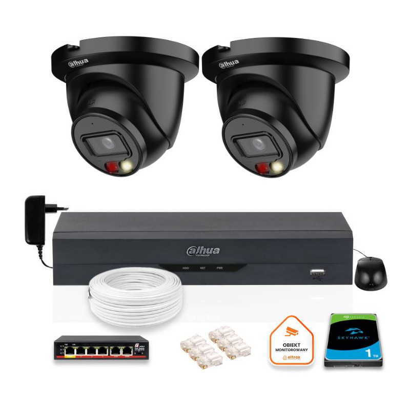 ZESTAW 2 Kamery IP Dahua 5mpx IPC-HDW2549TM-S-IL-0280B-BLACK + DYSK 1TB