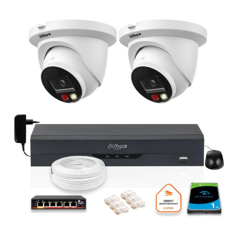 ZESTAW 2 Kamer IP Dahua 8mpx IPC-HDW2849TM-S-IL + DYSK 1TB