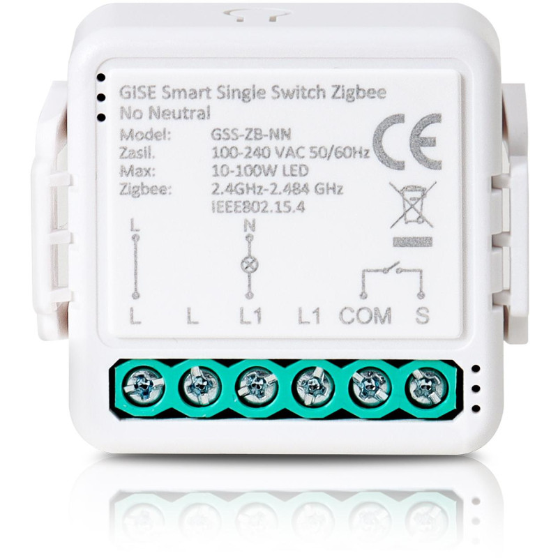 GISE Smart Pojedynczy moduł przekaźnikowy (bez N) Zigbee | Tuya | GSS-ZB-NN GISE Smart Pojedynczy moduł przekaźnikowy (bez N) Zigbee | Tuya | GSS-ZB-NN